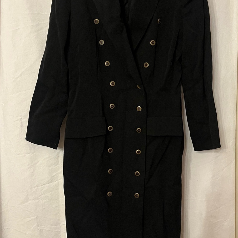 Nipon Boutique Vintage Black Wool Coat Dress Size 6